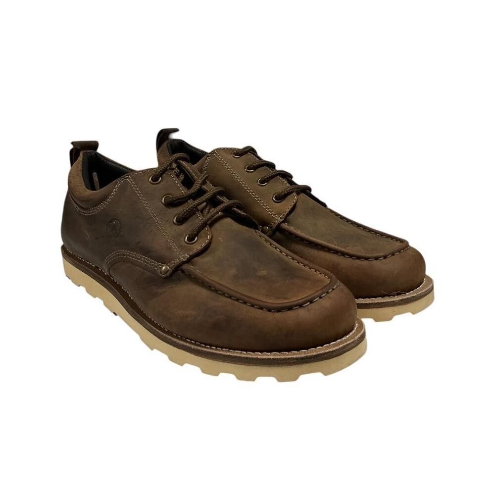 Old West Moc Toe Oxford Shoes Men 9 EE Brown Leather Lace Up Casual Comfort NWD